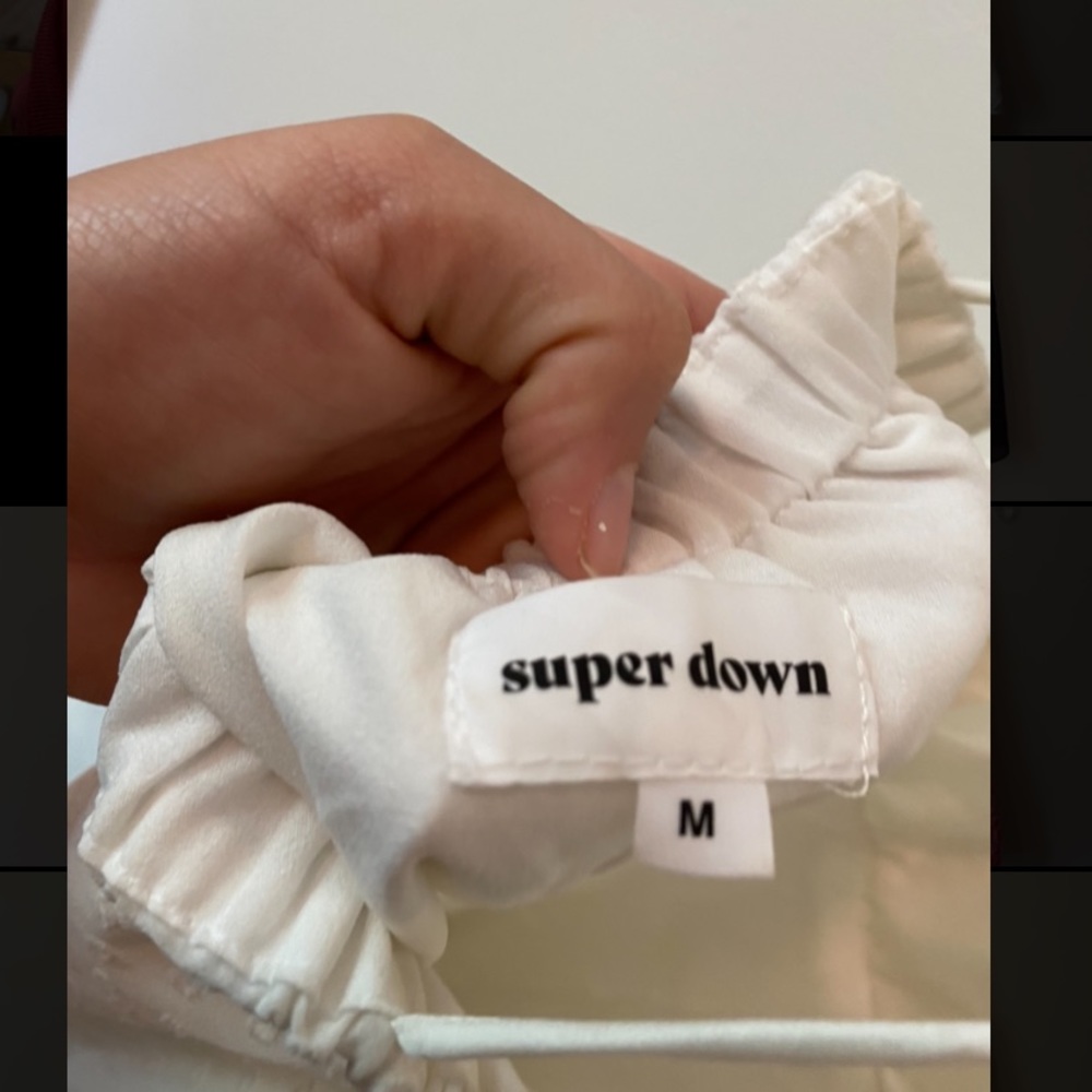 Revolve Super Down White Romper - image 3